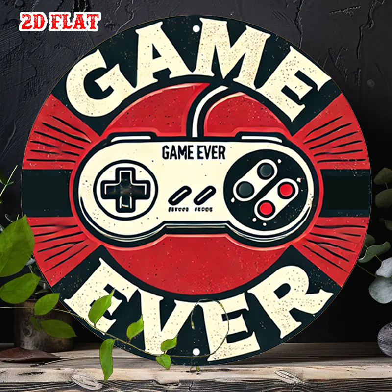 2D 플랫 1개 레트로 게임용 원형 알루미늄 사인, 컨 - Game Retro Gaming 리뷰 및 가격
