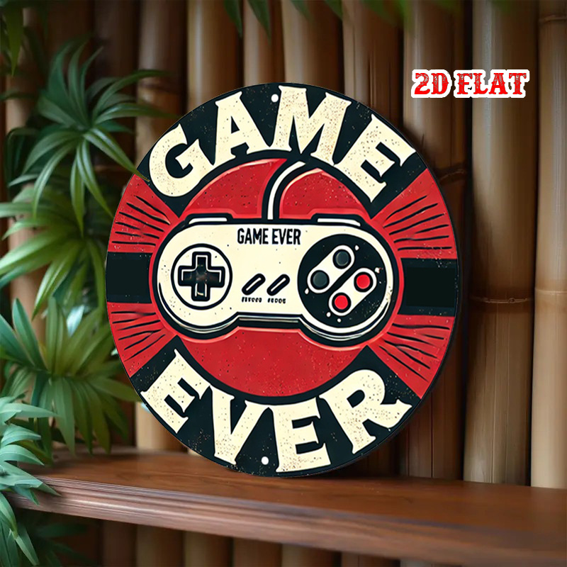 2D 플랫 1개 레트로 게임용 원형 알루미늄 사인, 컨 - Game Retro Gaming 리뷰 및 가격